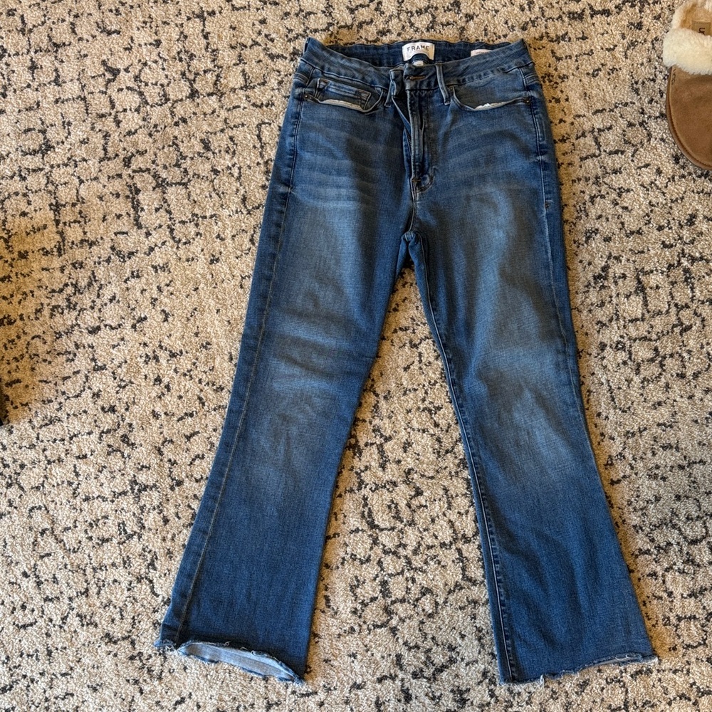 Frame Denim Blue Ankle & Cropped Jeans
